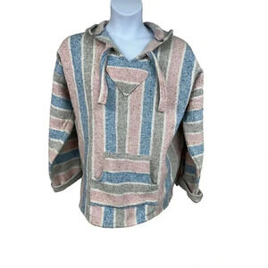 Artesanias F.R. Inc. multicolored pull over woven hoodie with front pocket XL